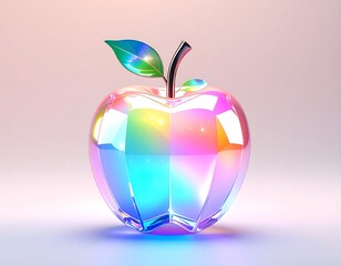 Obraz premium Prismatic Apple Delight: A vibrant, prismatic apple with a glistening sheen, catching the light and exuding freshness and juicy appeal in a dazzling display.