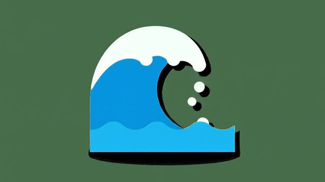 Animated graphic of a cresting wave against green background