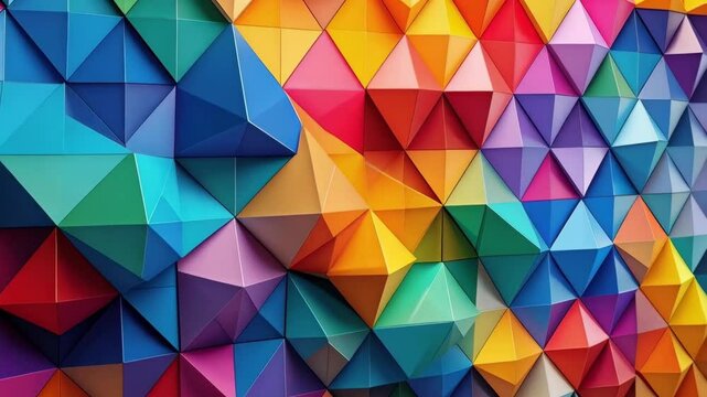 Abstract geometric background with colorful 3D pyramid shapes creating a vibrant and modern pattern