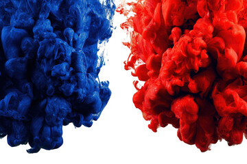 Abstract mix of blue and red ink swirls