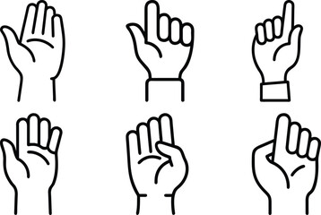 Raise Hand line art vector icon set
