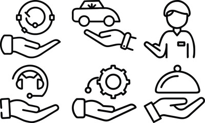 Fototapeta premium Service line art vector icon set