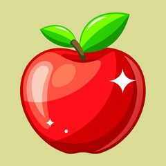 red apple with leaf