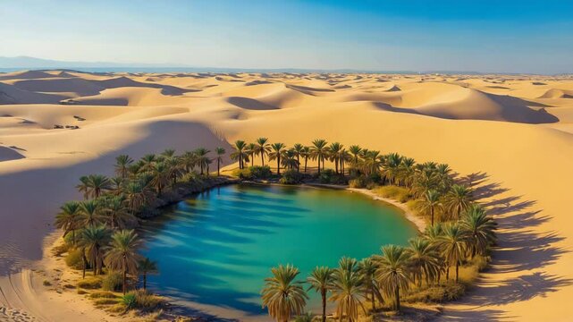 sunset over the Desert oasis 