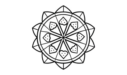 Fototapeta premium Intricate black and white mandala design with heart shapes and dots