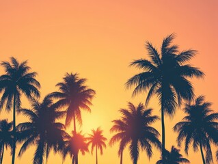 Silhouette Of Coconut Palm Trees.