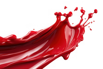 Dynamic red paint splash png image for graphic design, art projects, and creative compositions, isolated on transparent background