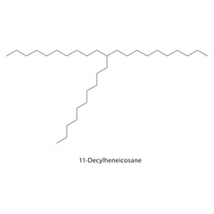 11-Decylheneicosane skeletal structure. Alkane compound schematic illustration. Simple diagram, chemical formula.