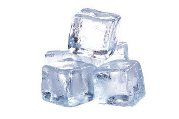 Pile of frozen ice cubes cold drink refreshment cooling ingredient ice water isolated on transparent background
