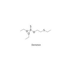 Demeton skeletal structure. Organophosphate compound schematic illustration. Simple diagram, chemical formula.