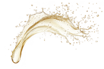 Dynamic champagne splash png image for design projects, liquid motion, sparkling wine, celebration, party, beverage isolated on transparent background