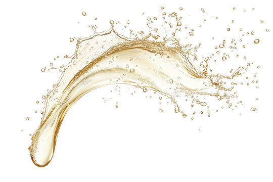 Dynamic champagne splash png image for design projects, liquid motion, sparkling wine, celebration, party, beverage isolated on transparent background