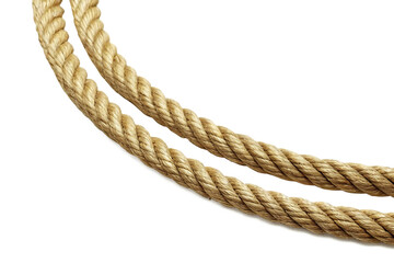 Thick Twisted Natural Fiber Rope isolated on a transparent background
