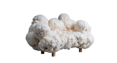 Off-white fluffy cloud-like sofa with wooden legs