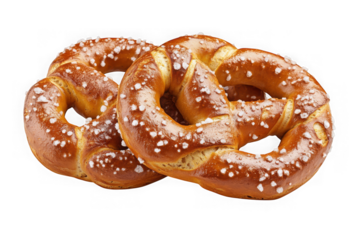 Delicious salty pretzel bakery food, baked snack, traditional german treat, oktoberfest, isolated on transparent background
