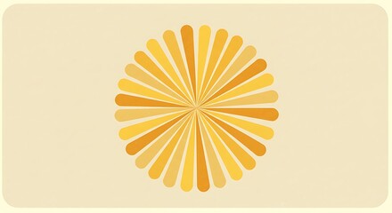Retro Sunburst Design with Gradient Yellow and Orange Colors on Cream Background