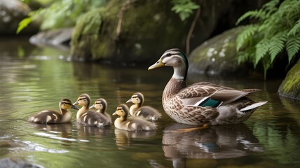 Fototapeta premium Duck and Family-11