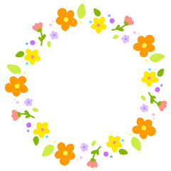 Flower circle frame wreath illustration