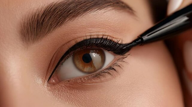 Makeup tutorial on perfecting winged eyeliner technique for stunning eye makeup results