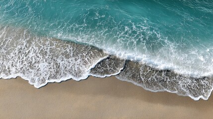 Ocean waves breaking on sandy beach turquoise water white foam Sea Coast