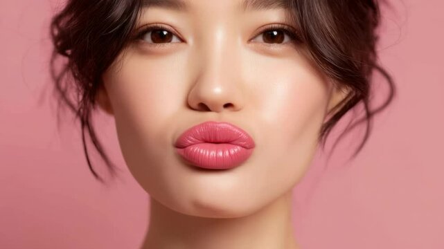 Tutorial on achieving perfect lip color in a beauty session with a model in a studio setting