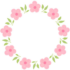 Flower circle frame wreath illustration