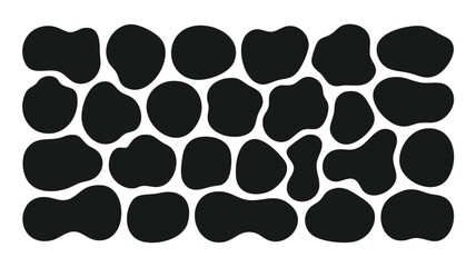 Abstract black blobs shapes vector design element organic irregular forms modern art pattern background texture one hundred silhouette