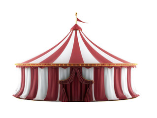 Red and white circus tent, isolated