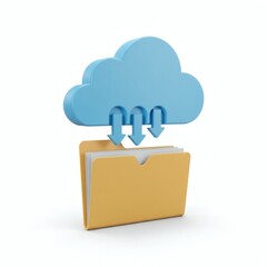 3D Render of Cloud Data Storage and File Transfer