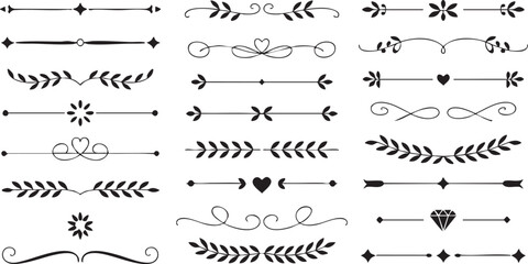 Naklejka premium Decorative ornamental dividers and flourishes with floral and geometric elements vector