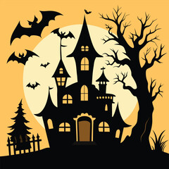 Halloween haunted house flat design vector pack