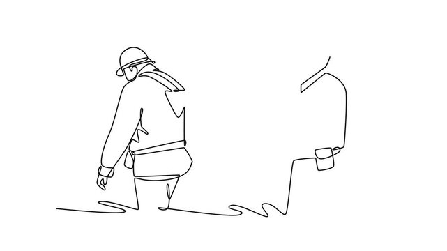 world war concept. Single line draw design. Vector graphic illustration