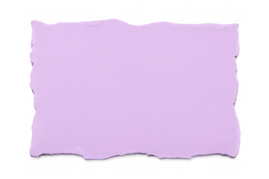 Jagged-edged purple paper fragment ripping diagonally, revealing textured surface against transparent backdrop