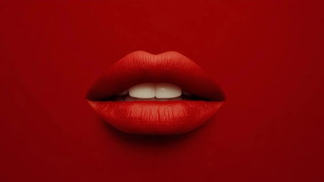 A hyper-realistic photo of wide mounth red lips  on a solid color ramp background