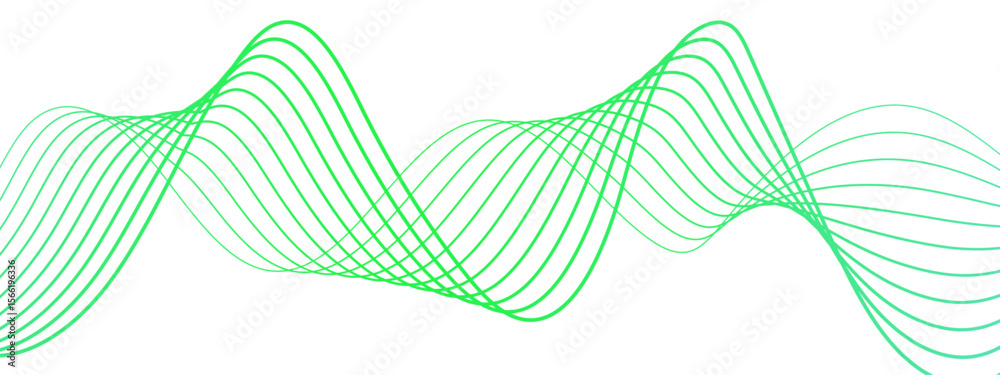 Leinwandbilder Abstract wave with smooth, flowing cyan-blue curved lines on a white background. Lines form rhythmic with waveforms overlap and intertwine symmetrical, airy, and futuristic pattern. 
