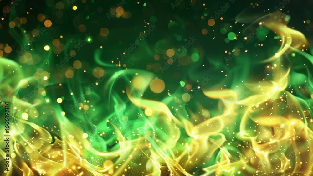 Poster Green and yellow lights on a background, suitable for technology or design concepts