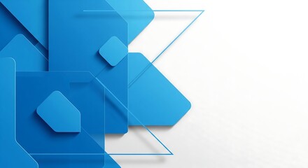 Abstract blue geometric shapes on a white background for design or presentation graphics.