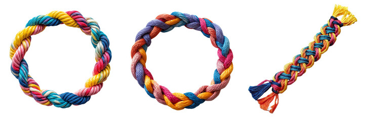 Set of colorful braided friendship bracelet, isolated