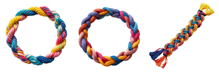 Set of colorful braided friendship bracelet, isolated