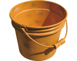 Rusty metal bucket isolated on white, an old empty container for gardening