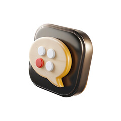 Black and White 3D Massage Icon with Phone Symbol Isolated on Transparent Background