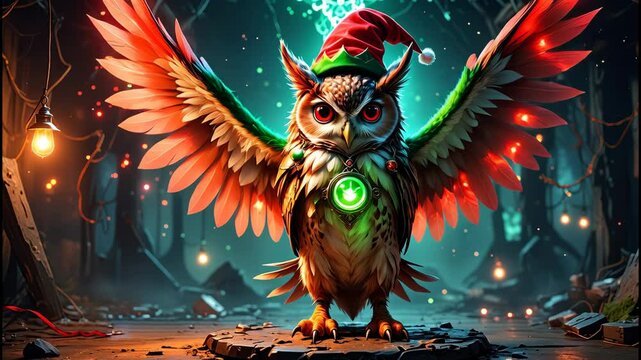 bird with spreaded wings and green lantern on the chest