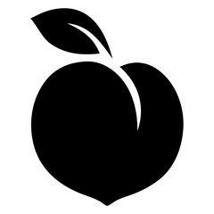 Icono silueta de melocotón con hoja