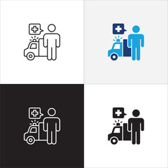 Ambulance rescue icons collection. Helicopter and car ambulance icon set. Icon symbol compatible for first aid, medical help, clinic, medic, emergency help. Vector illustration
