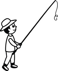 vector illustration of a man fishing