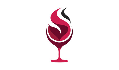 Abstract flaming wine glass logo symbolizing passionate wine experience