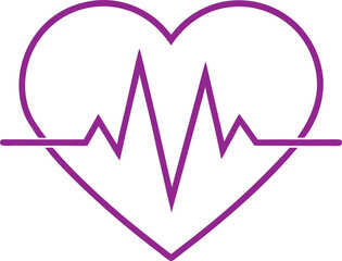 line drawing of a heart rate or pulse icon, Heart shape with pulse line. Heart rate, Heart and cardiogram line icon, heart beat pulse flat vector icon.