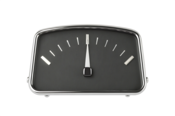 Analog gauge with pointer and markings isolated on a transparent background dial