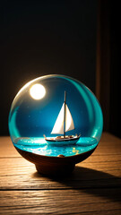 A Miniature of Ship in Crystal Ball