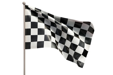Checkered racing flag waving on pole isolated on a transparent background checkered flag
